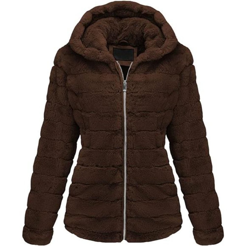 Women’s Faux Fur Shearling Fuzzy Hooded Sherpa-Lined Jacket
